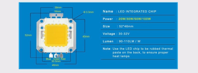 Dioda led moduł COB 100w ciepła lub zimna do halogena.