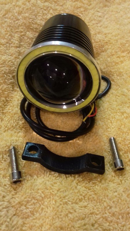 2xHalogen motocyklowy U4 LED+RING+włącznik czarny