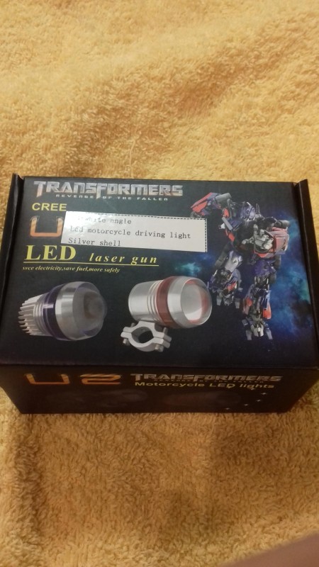 2xHalogen motocyklowy U4 LED+RING+włącznik czarny