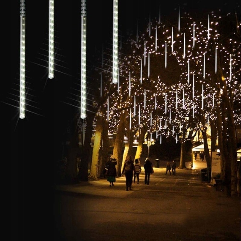 Lampki sople meteory 152led 30cm białe ciepłe