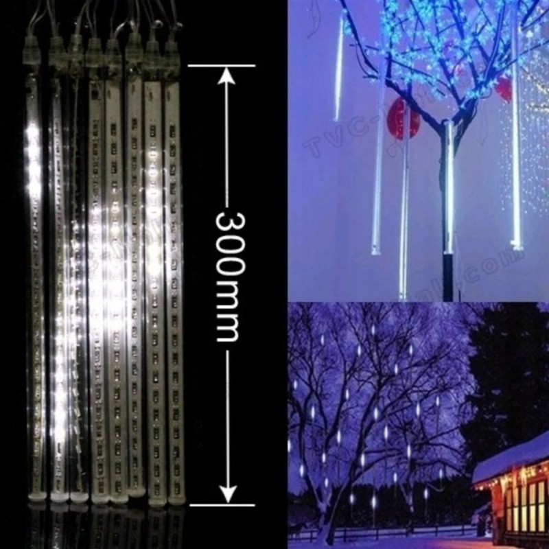 Lampki sople meteory 152led 30cm białe ciepłe