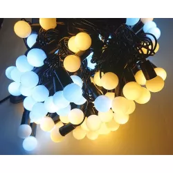 Lampki choinkowe diodowe kulki 100 LED-10m białe ciepłe i zimne kulki