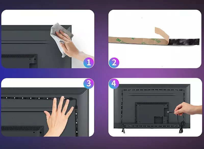 Aplikacja taśmy led bo podświetlenia TV zasilanej z portu USB